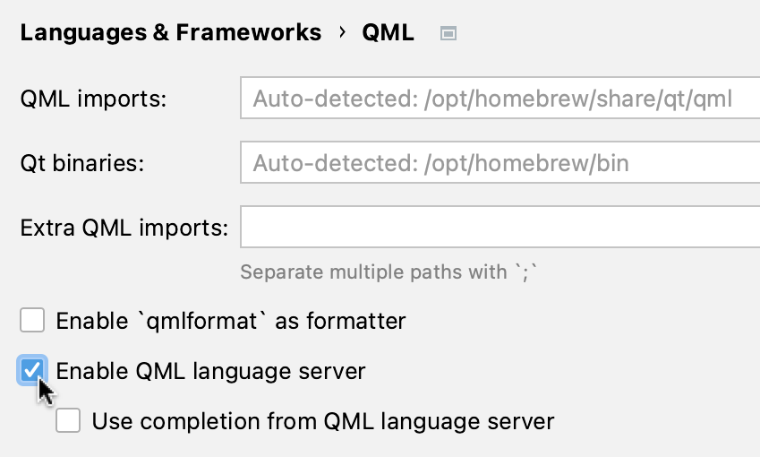 Enabling QML languafe server