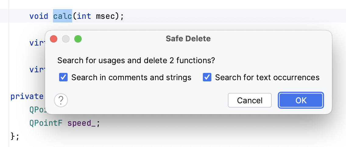 Safe Delete dialog