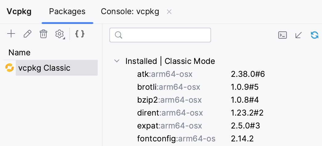 Installed packages subtree