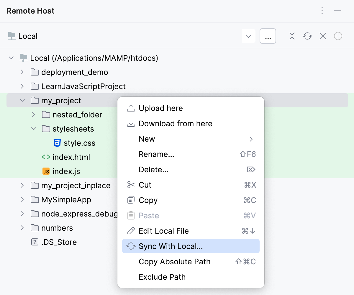 Compare a remote folder with its local version: Sync with local Compare a remote folder with its local version: Sync with local