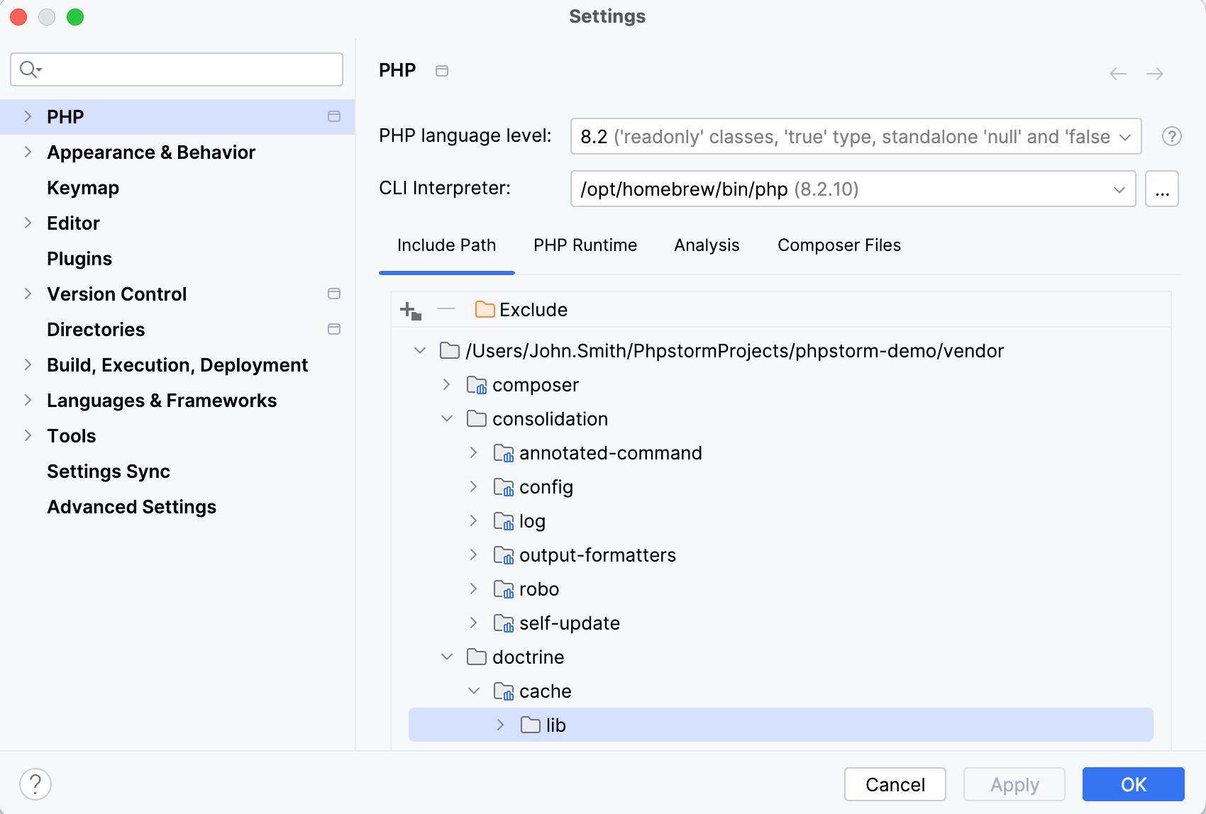 Configure include paths dialog