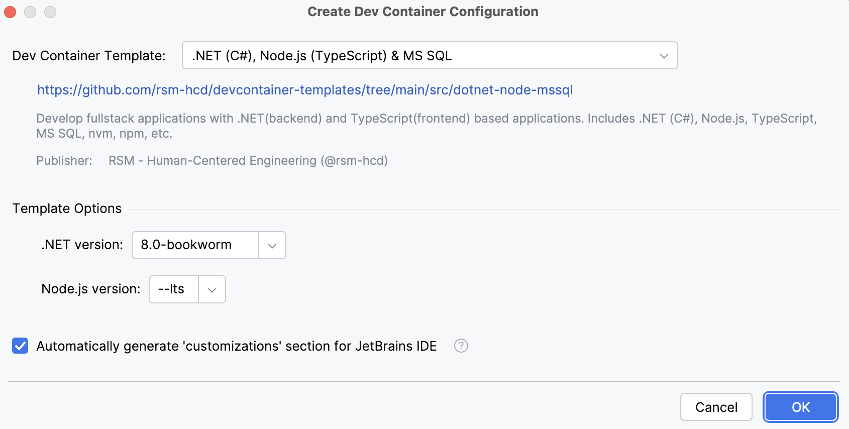 Create new Dev Container