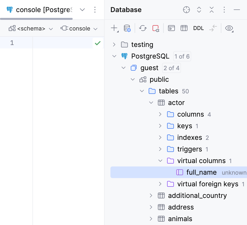 Virtual columns in Database