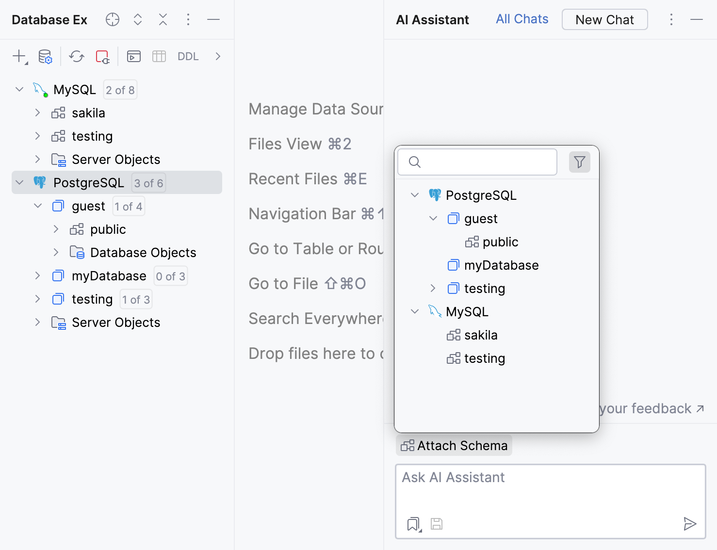 Attach your database schema to AI Assistant chat