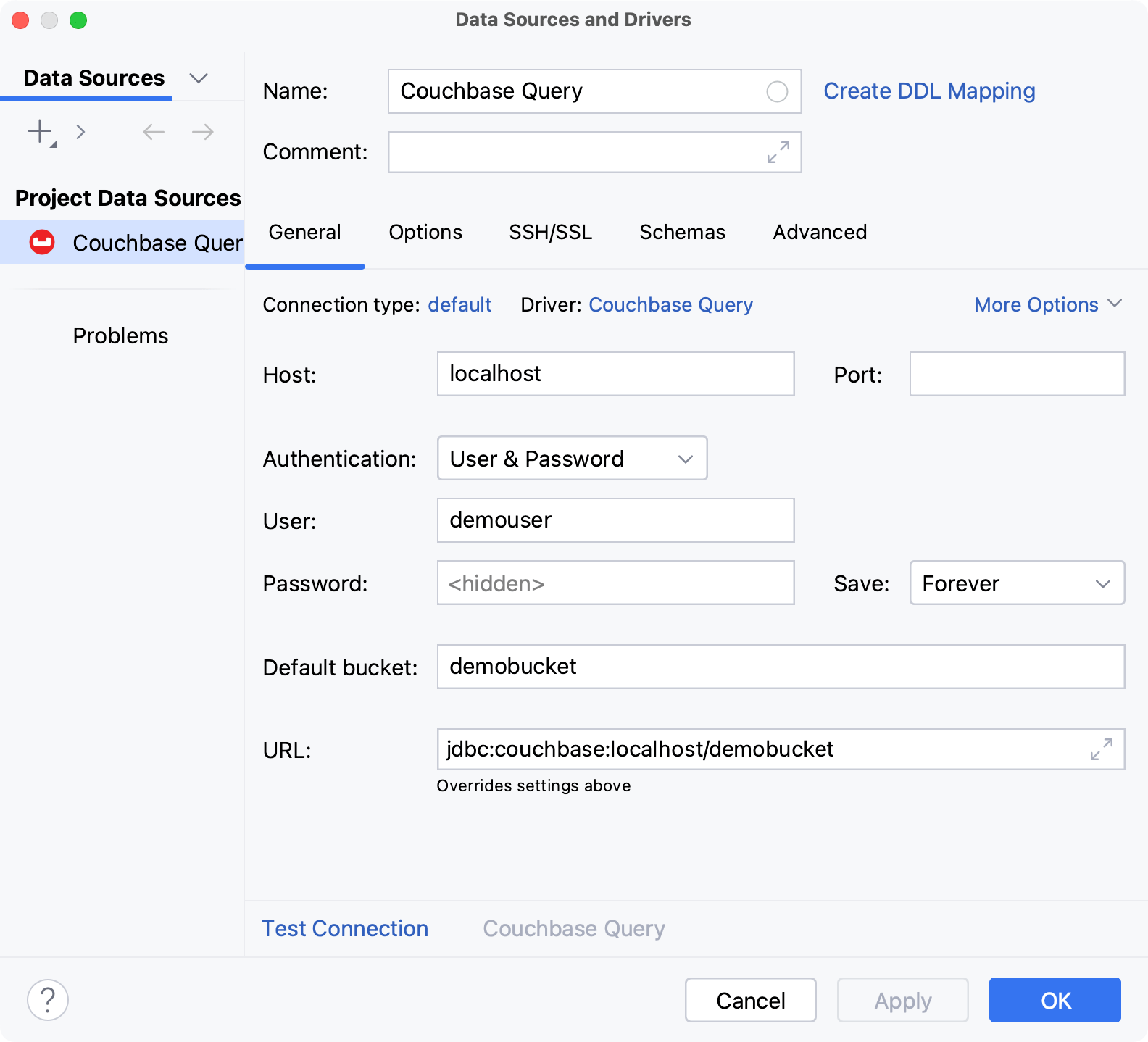 Database connection details