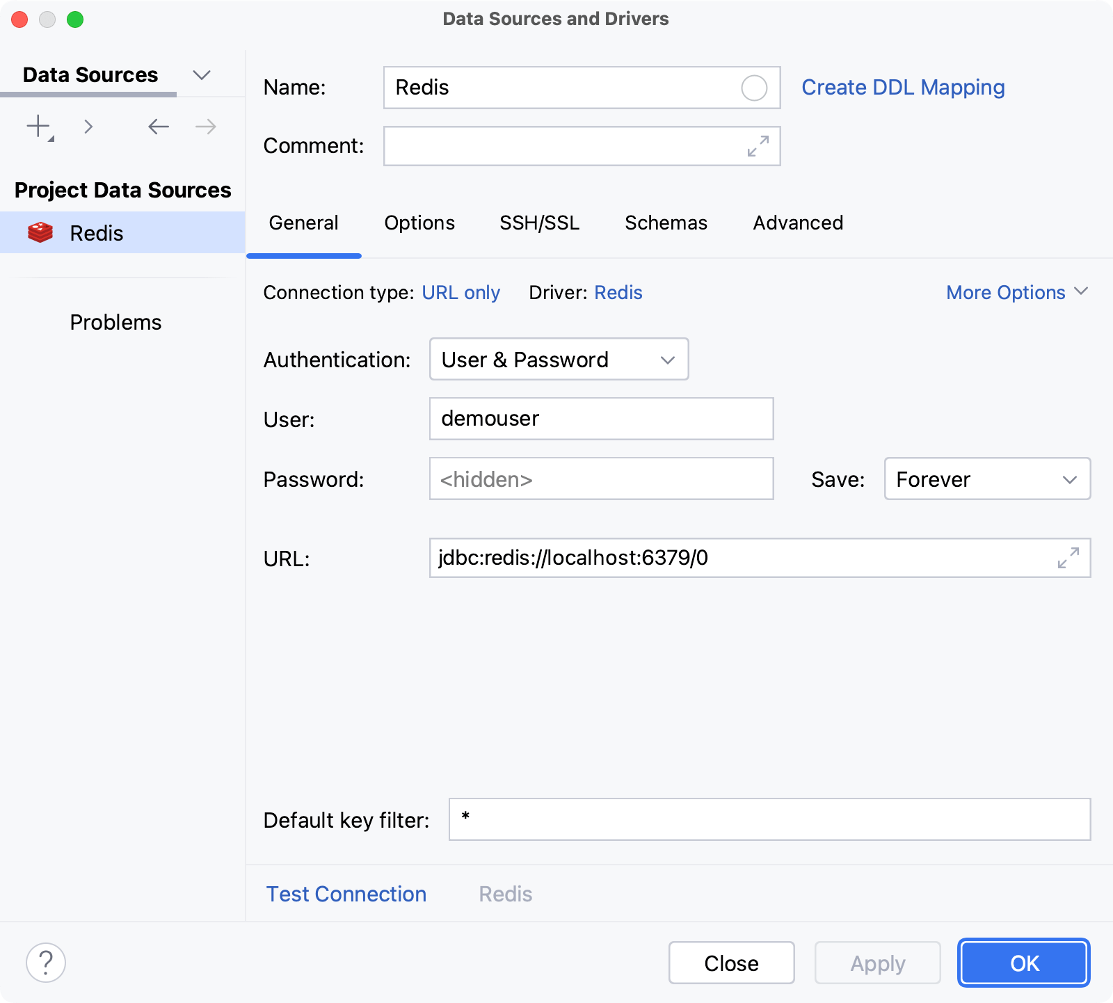 Database connection details