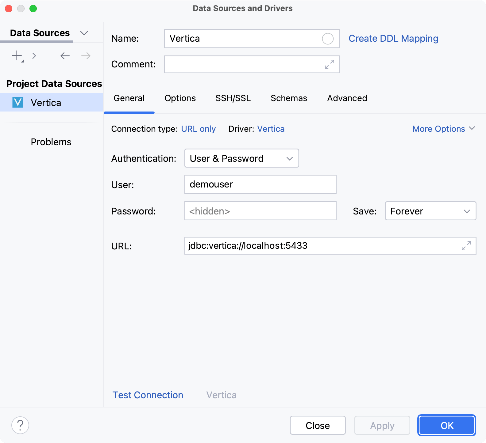 Database connection details