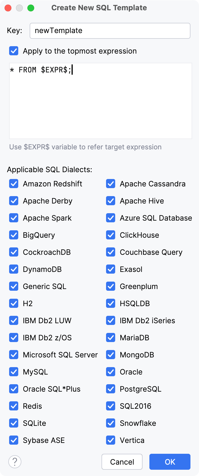 Create a postfix template