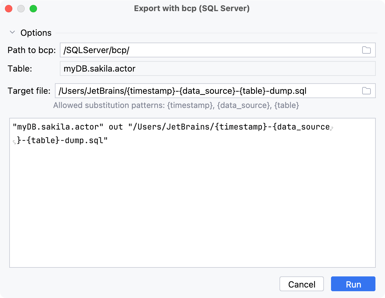 Export data from a Microsoft SQL Server table using bcp