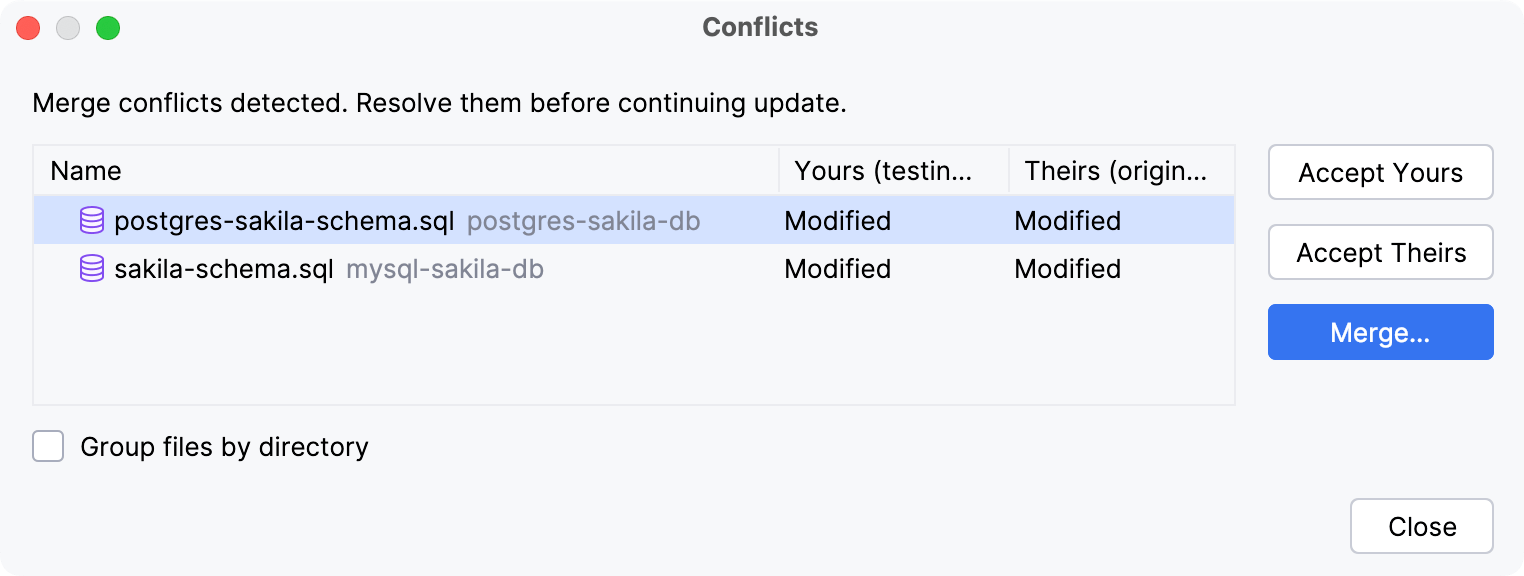 Conflicts dialog