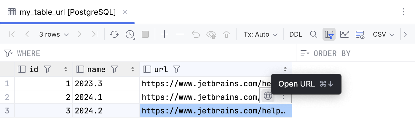 Default action in floating toolbar for URLs