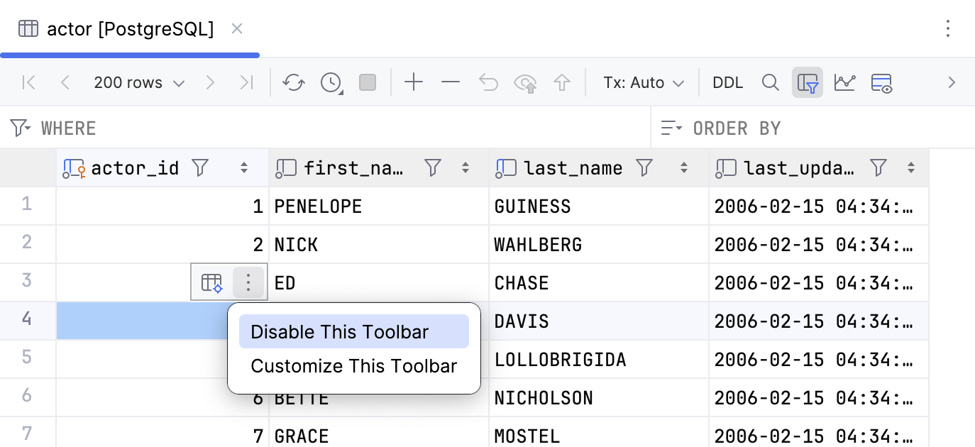 Floating toolbar for grid cells