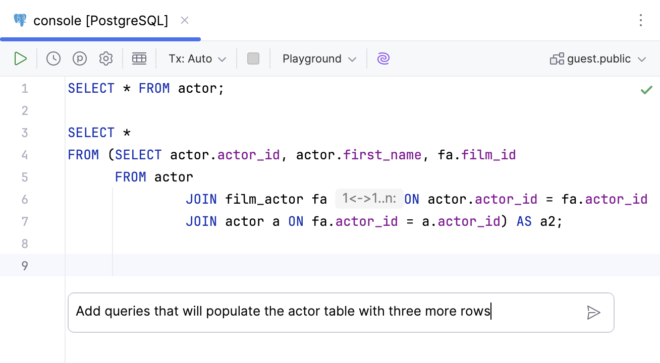 Input field in the editor