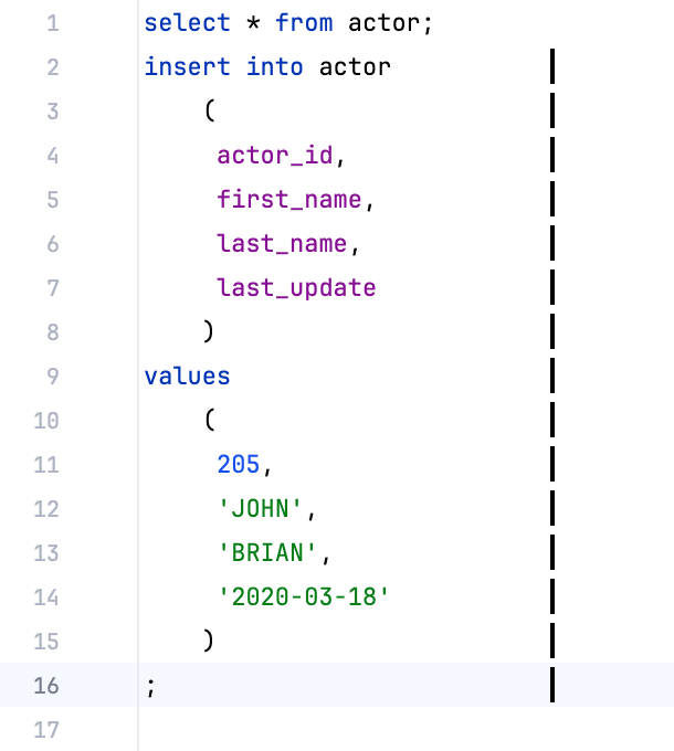 DataGrip: Multiple carets in the virtual space mode