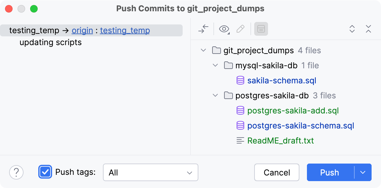 Push Tags in the Push Commits dialog