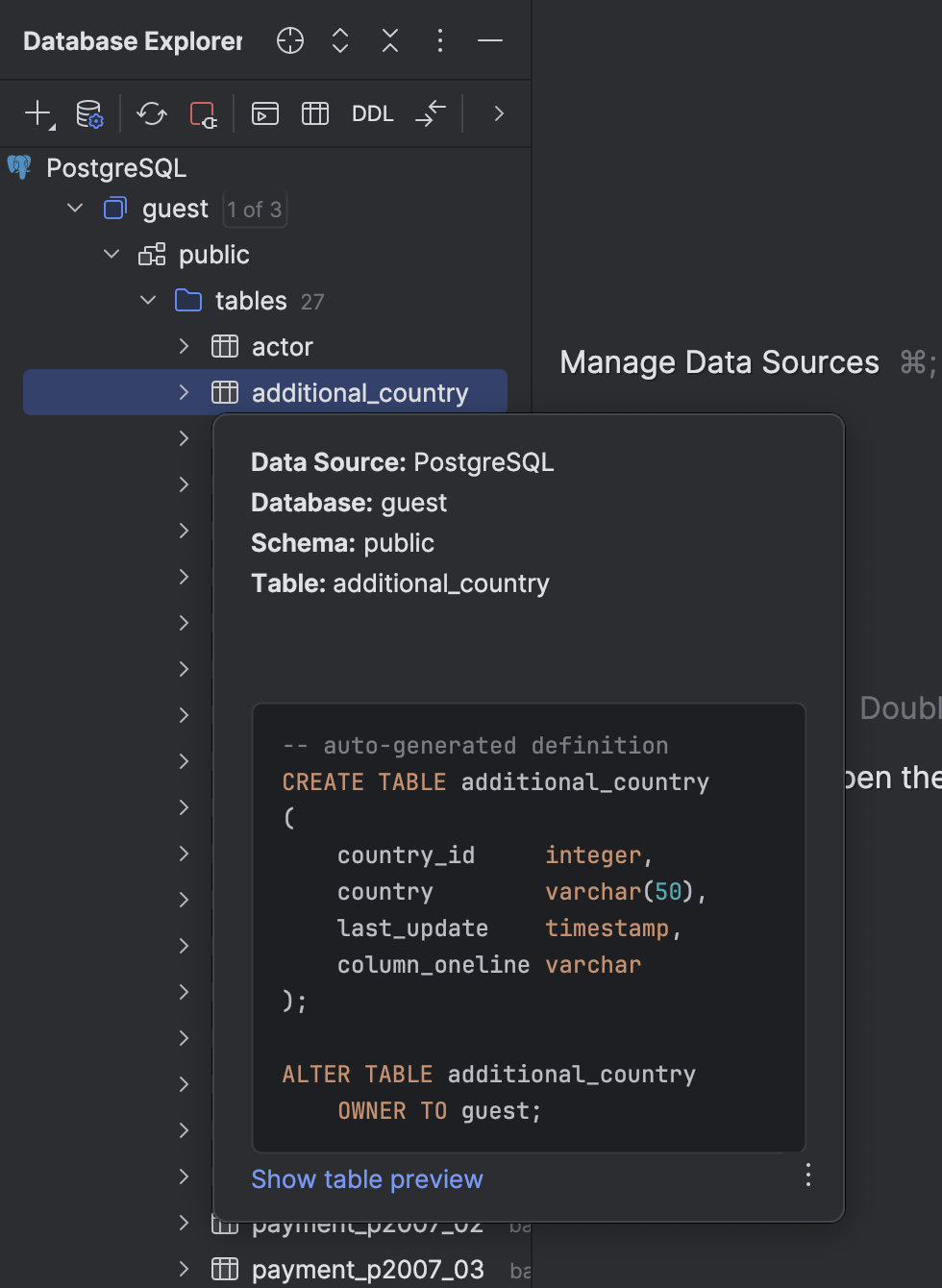 Tables | DataGrip Documentation