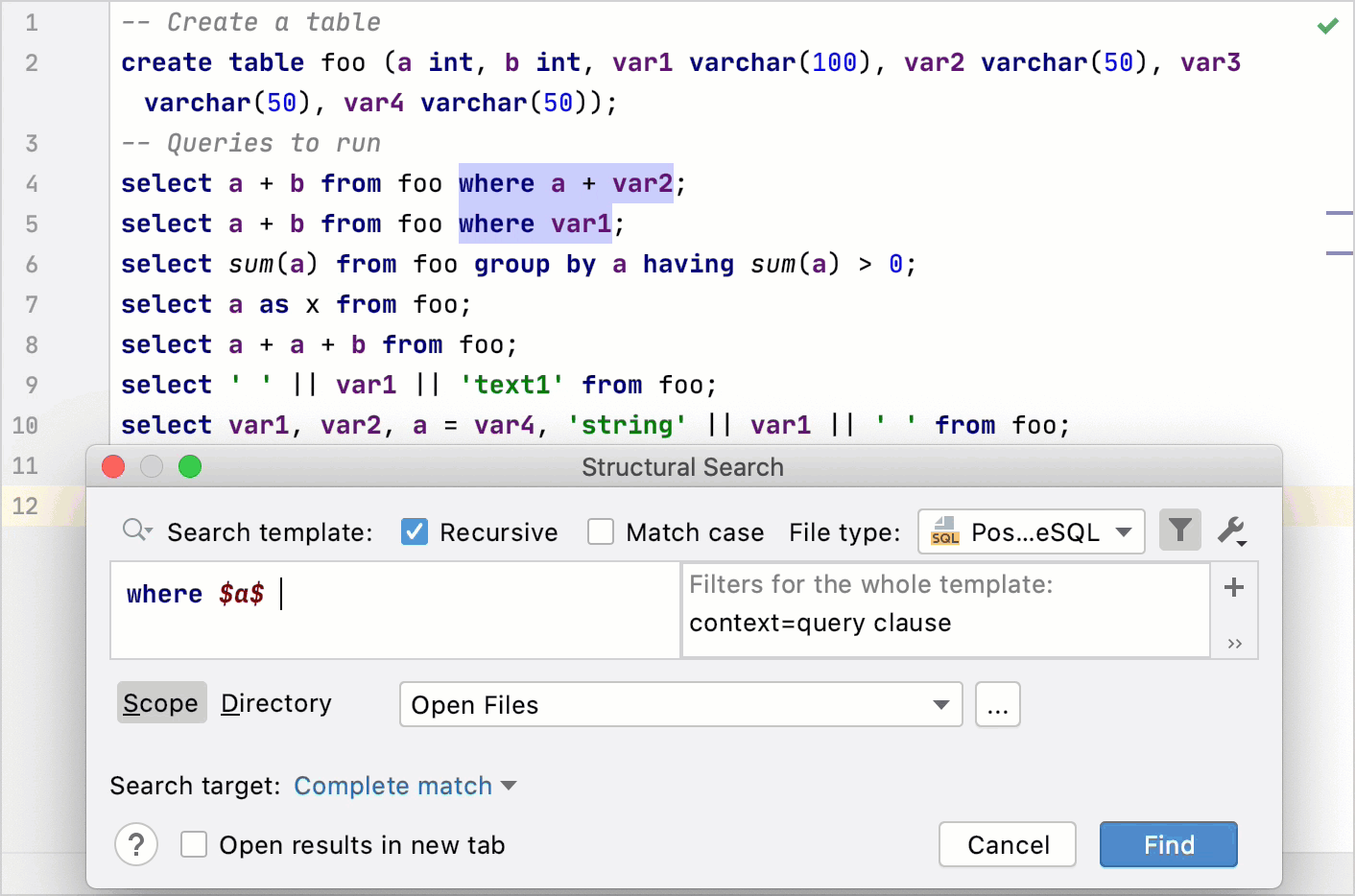 Context in structural search