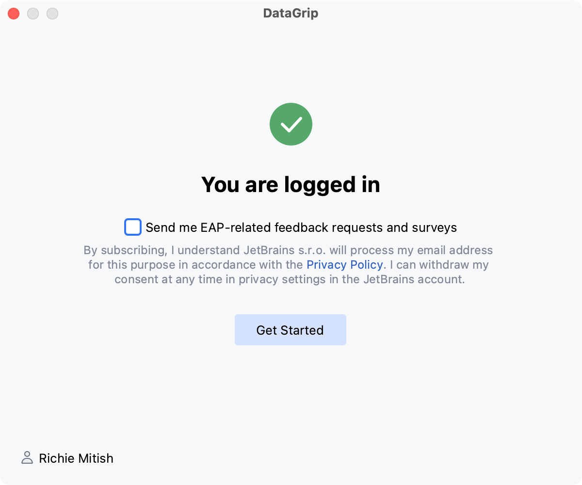 Successful login