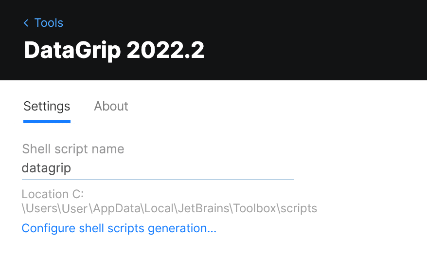 Toolbox App DataGrip Settings