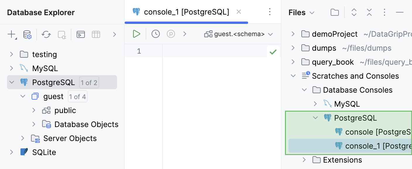 Create a new query console