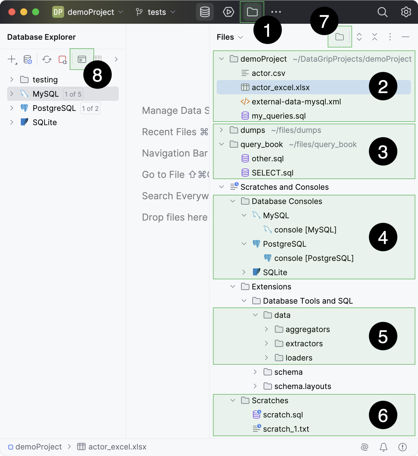 SQL files in the Files tool window