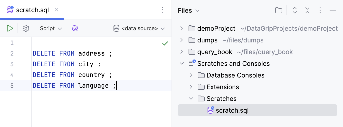 Paste the created script to a new scratch file