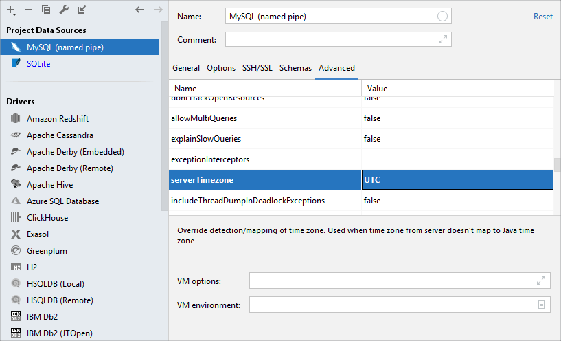 Set the serverTimezone parameter