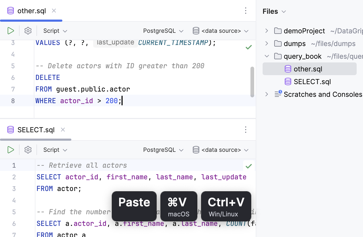 Storing all queries in a single console Storing all queries in a single console