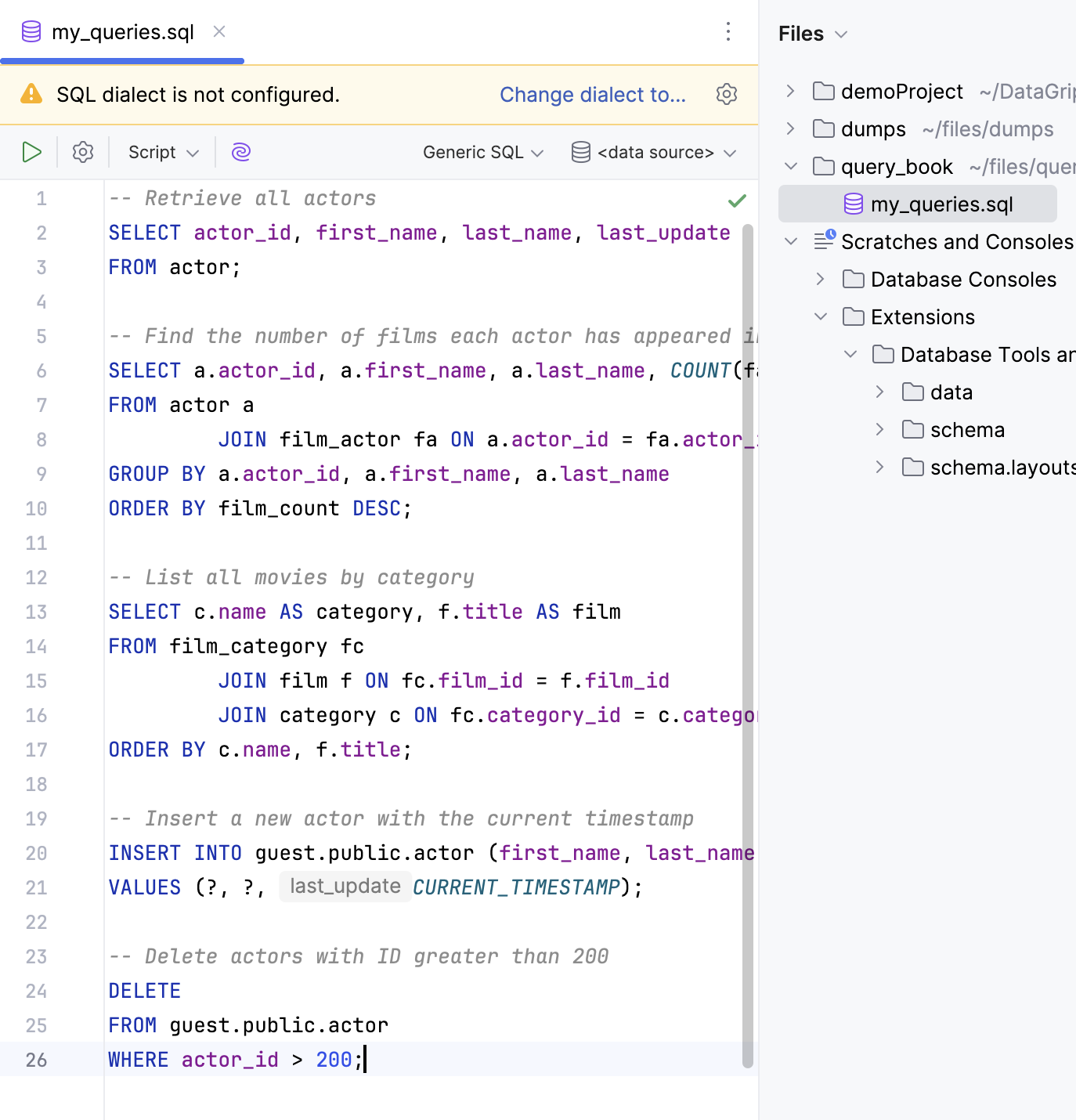 Open en existing SQL files in the attached folder Open en existing SQL files in the attached folder