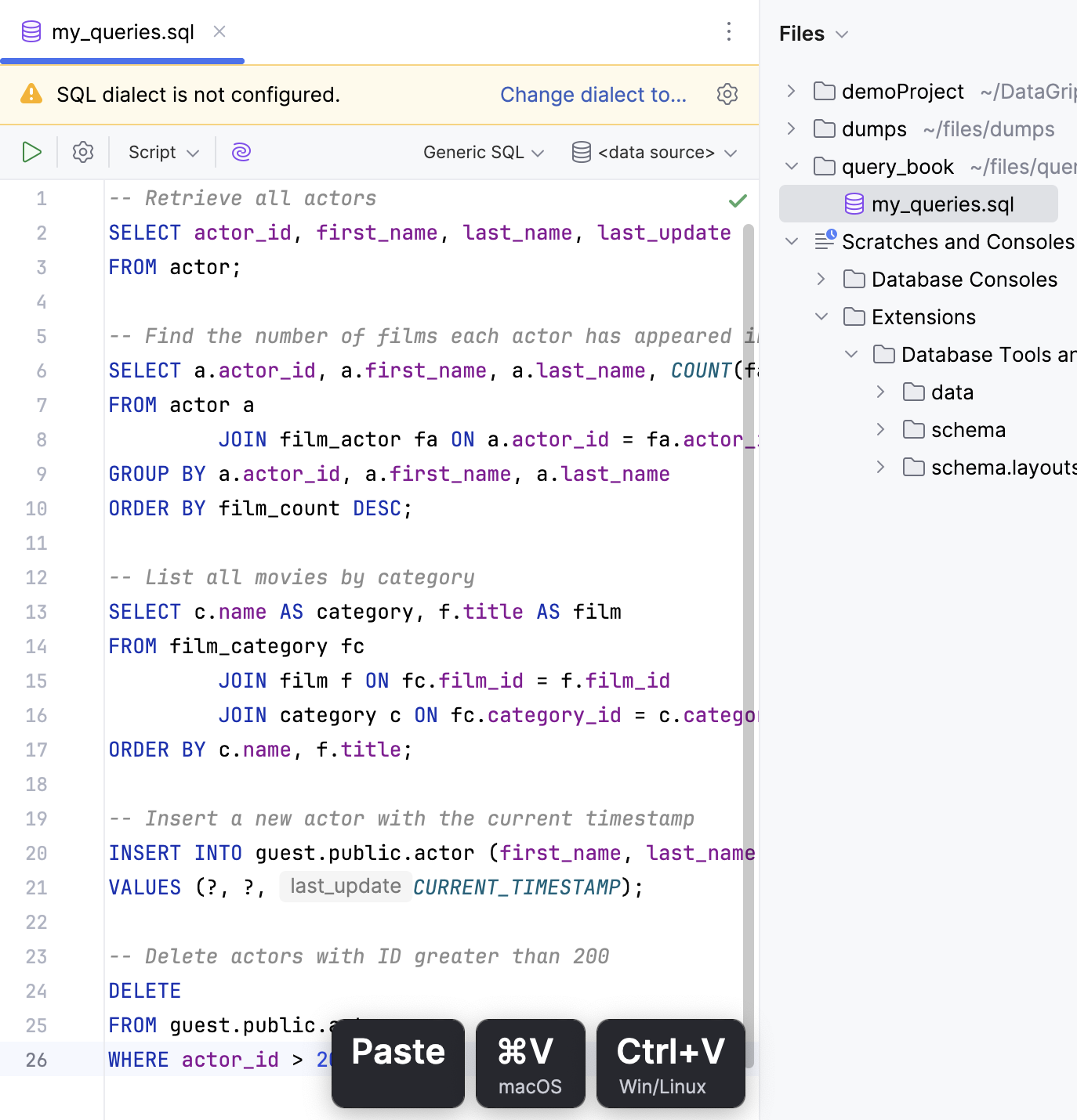 Storing all queries in a single console Storing all queries in a single console