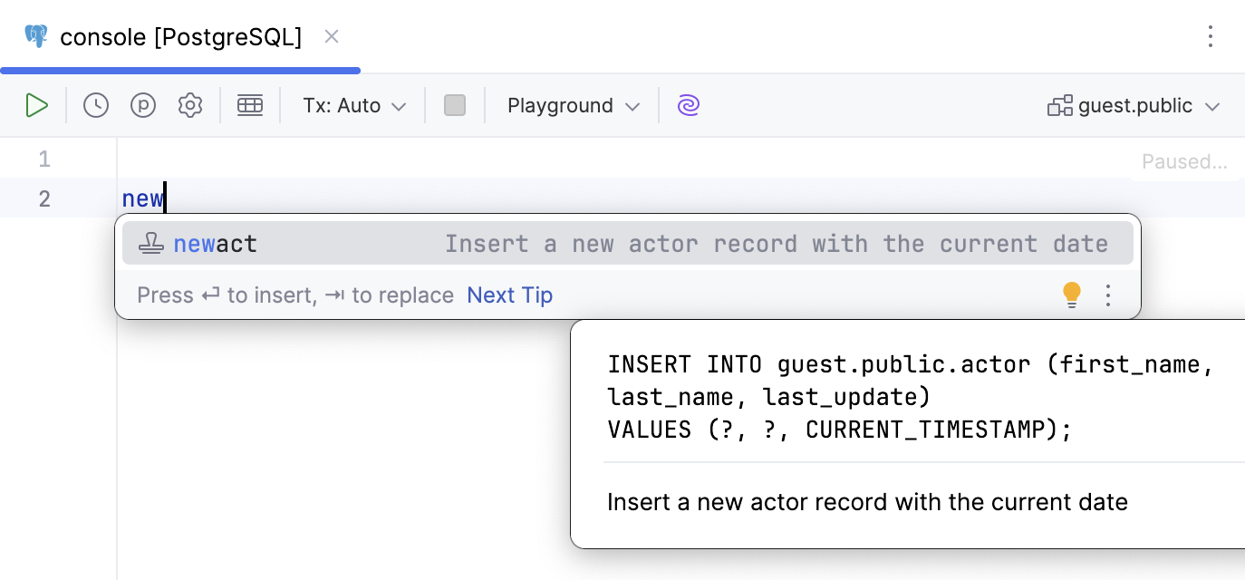Insert your new live template to the code editor Insert your new live template to the code editor