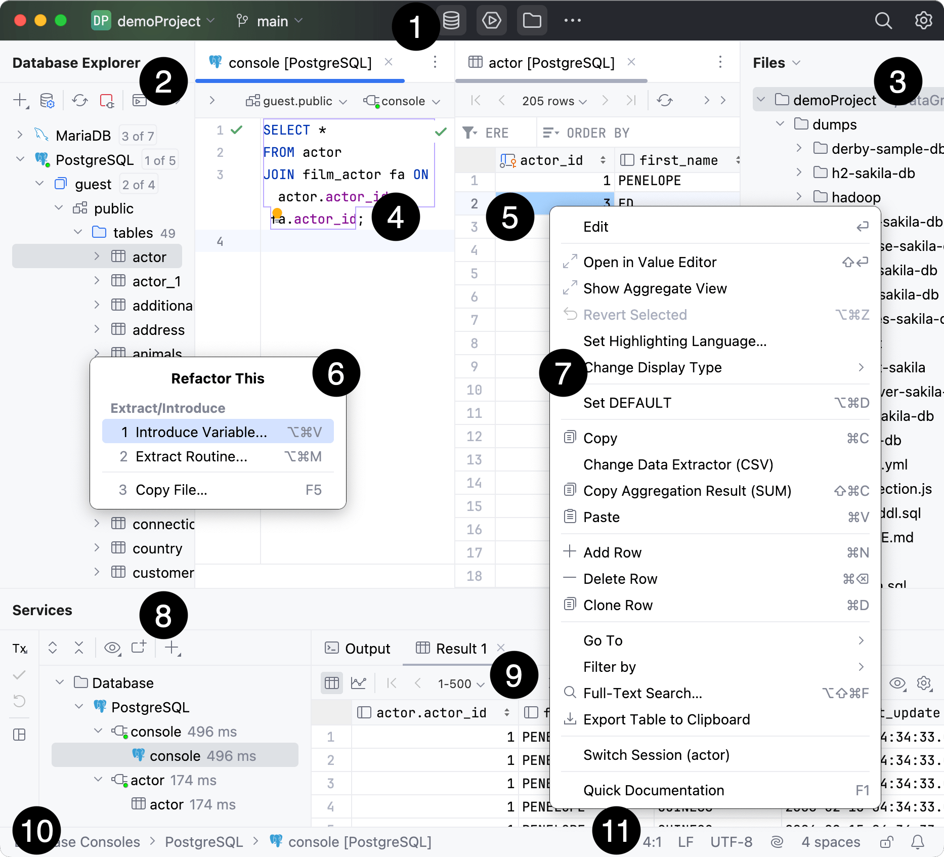 Some of the main user interface elements