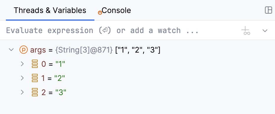 Variable values are shown in the Variables panel