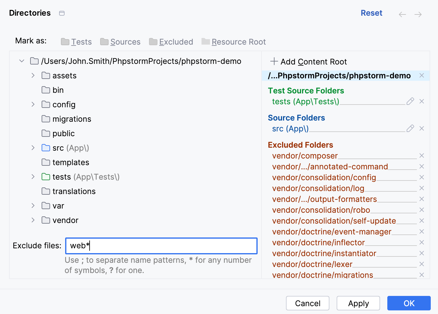 Exclude by name pattern