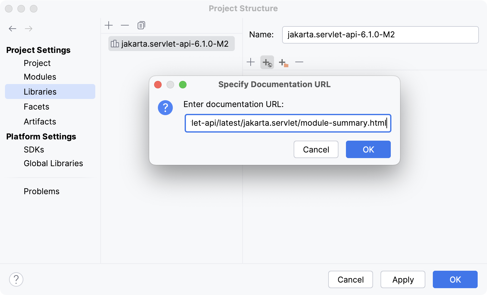 Specifying library documentation path