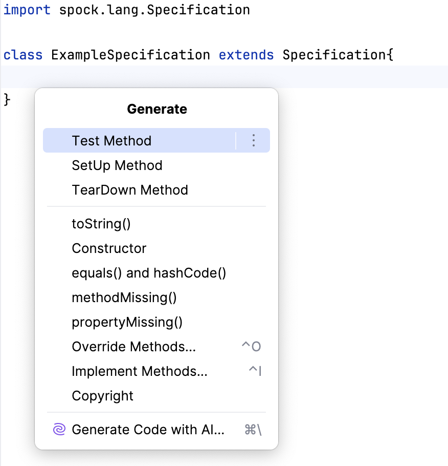 Generated Test method