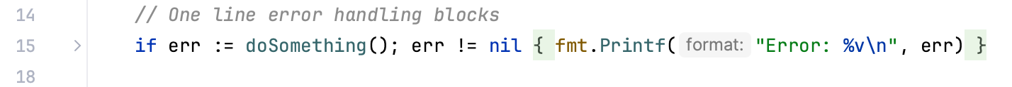 Code folding options: Single-line error handling blocks