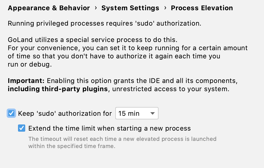 Authorization time settings