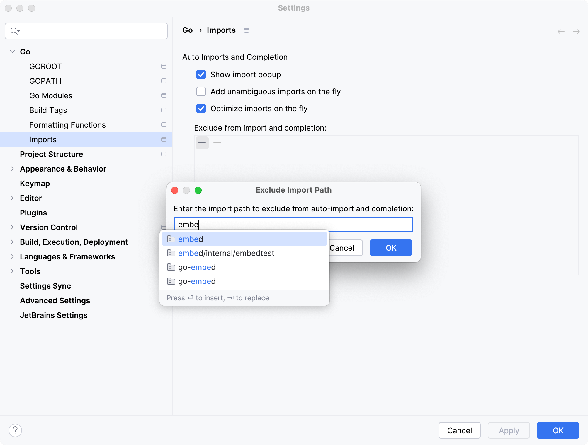 Exclude from import and completion