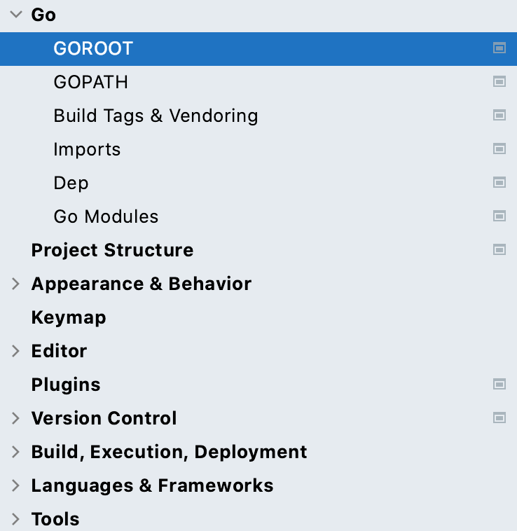 Location of Go settings