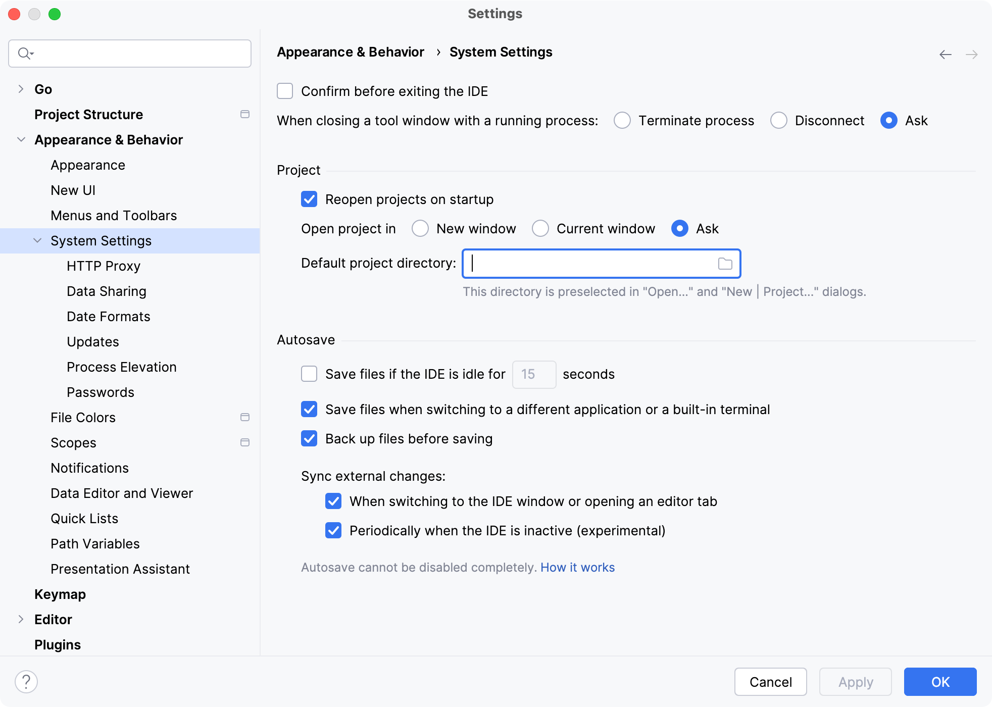 Configuring the system settings