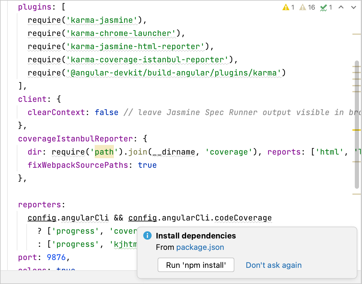 Opening an Angular application and downloading the dependencies from package.json