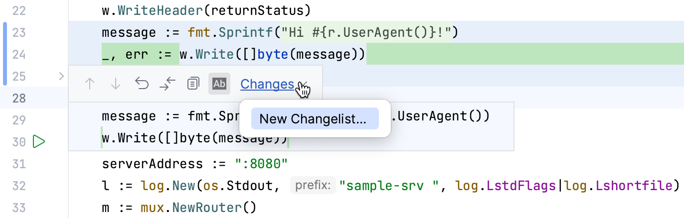 Partial commit changelists