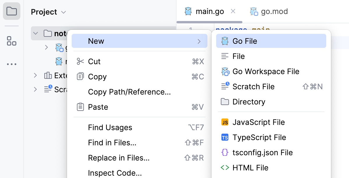 Create a Go file