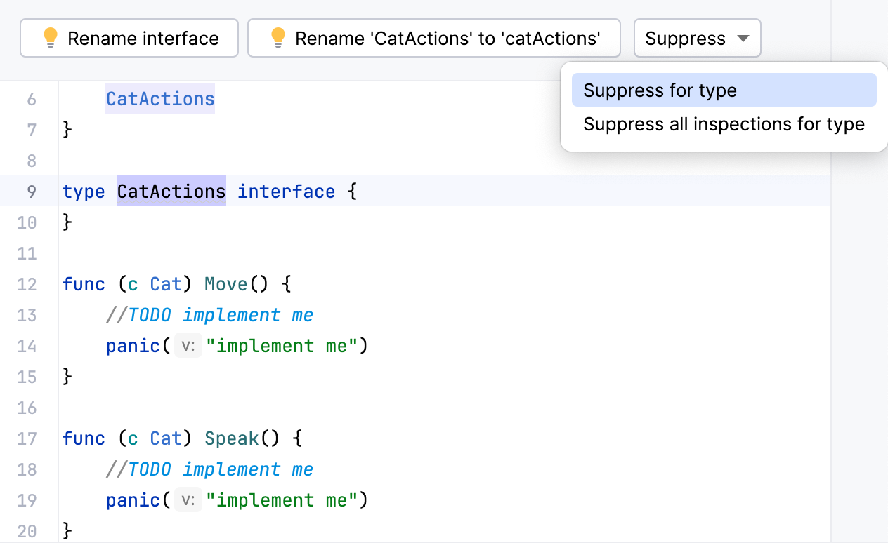 Suppressing inspection in the Inspection Results tool window