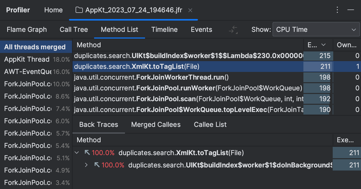 Read the profiler snapshot IntelliJ IDEA Documentation