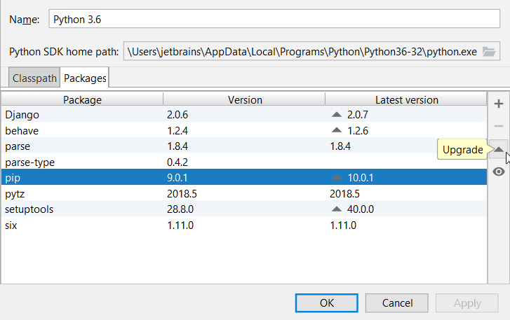 Upgrading Python packages