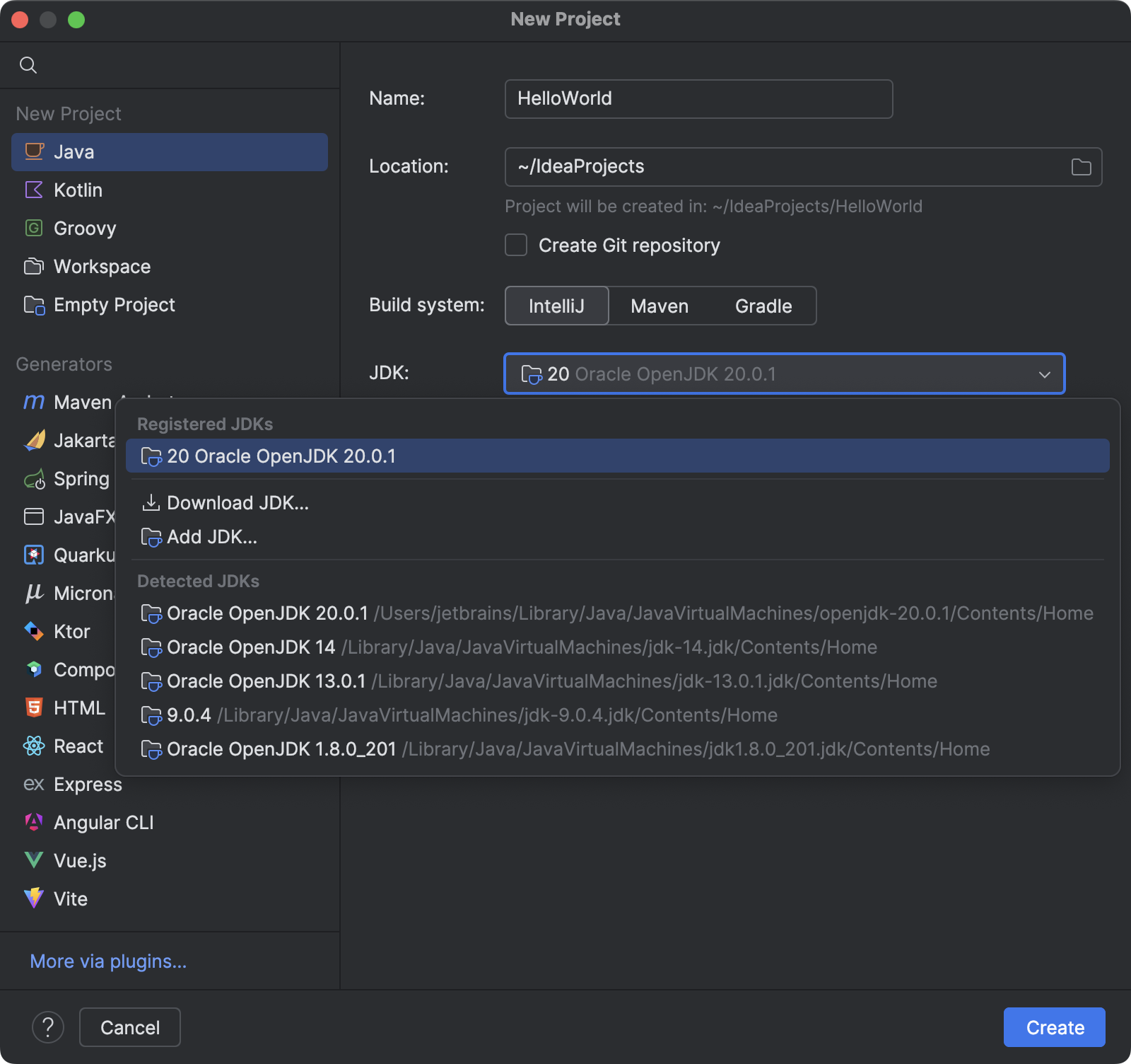 Creating the new project and adding the JDK