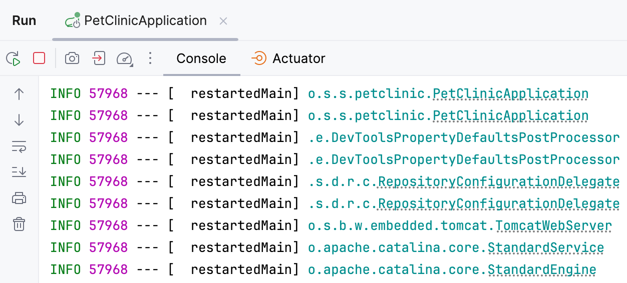 Grey dotted underline in console indicates a link to a logger