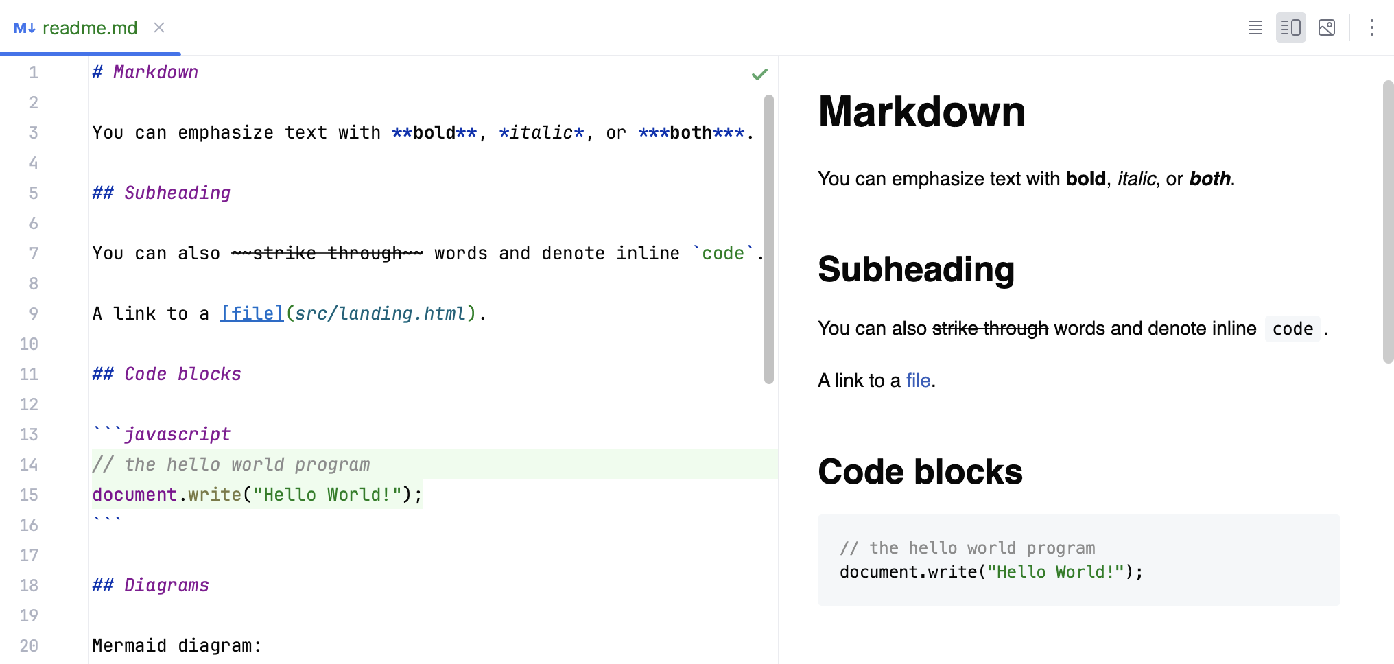 Markdown preview with a custom CSS that resembles GitHub rendering style